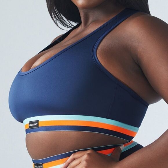 Savage x Fenty Lineup Low-Impact‎ Sport Bra Blue/Orange XL Blue Berry NWT IN PKG - Picture 3 of 7